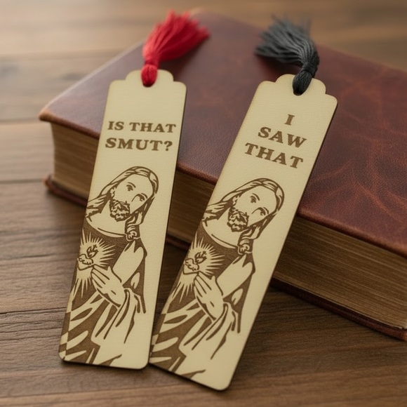 Hand Crafted Other - Judgy Jesus Wooden Bookmark with Tassel